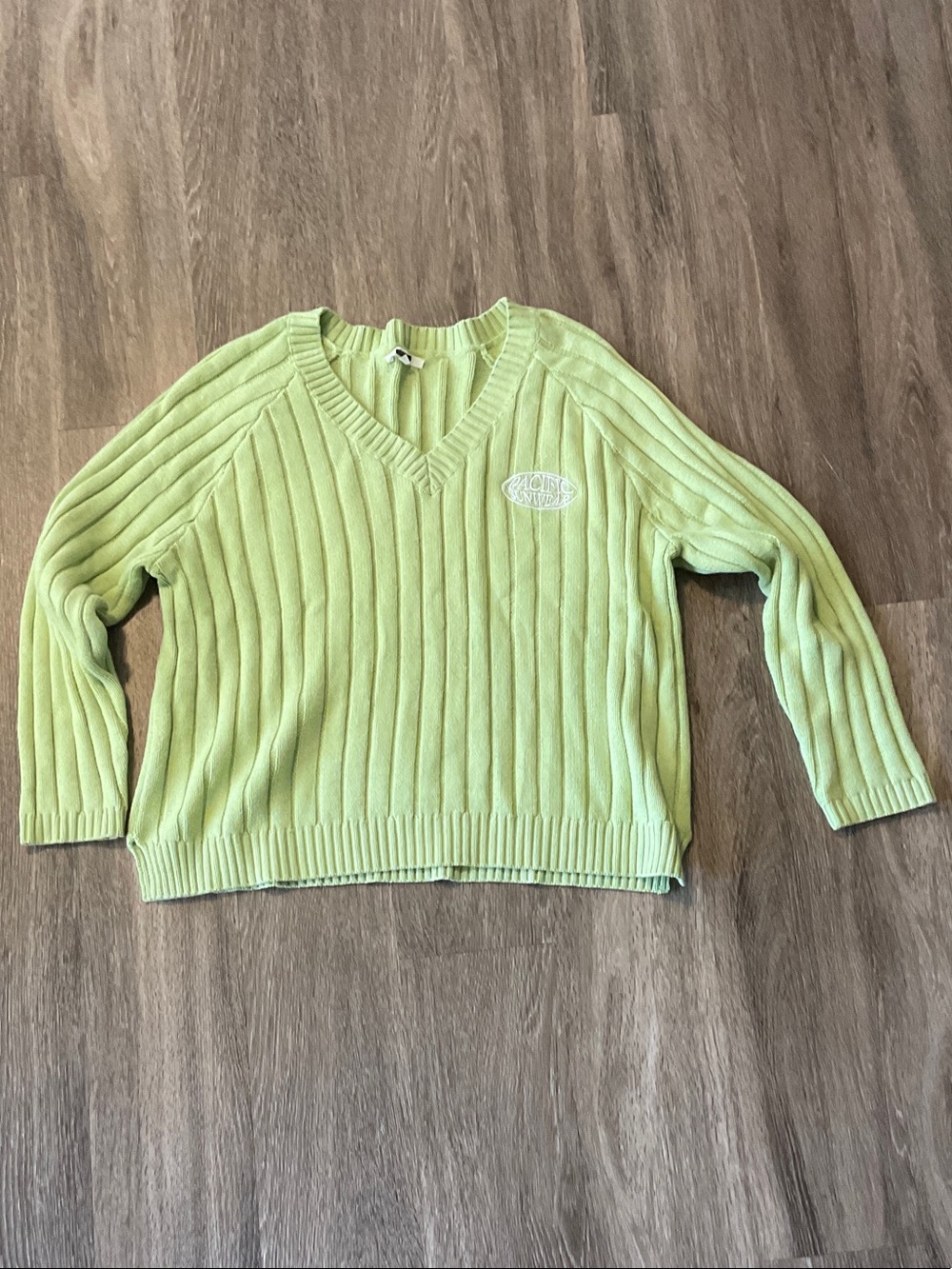 PacSun Lime Green Ribbed V-Neck Sweater
